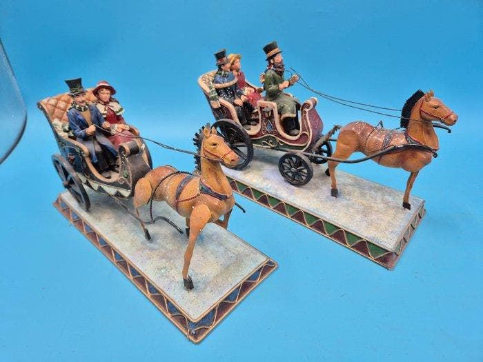 Zwei dekorative Kutschengespanne – Nostalgische Winterszenen, Antiquités & Art, Curiosités & Brocante