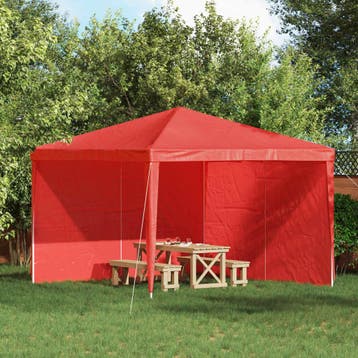 vidaXL Party Tent Zijwand 2 st 300 x 195 cm Rood PE en staal, Verzenden