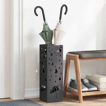 vidaXL Regen Paraplu Stand met opslag Zwart 15,5 x 15,5 x 49, Verzenden, Nieuw