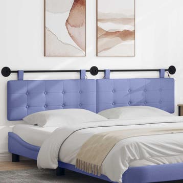 vidaXL Hangend hoofdbord Met LED-verlichting Jeans Blauw, Verzenden