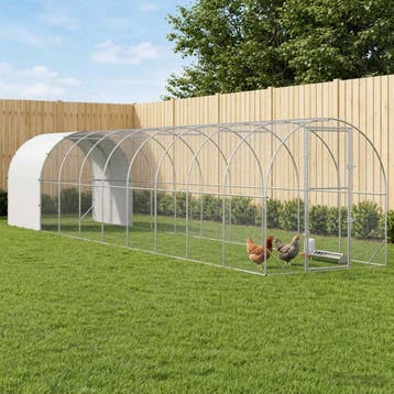 vidaXL Kippenhok zilver 1000 x 200 x 200 cm Gegalvaniseerd, Dieren en Toebehoren, Verzenden, Nieuw