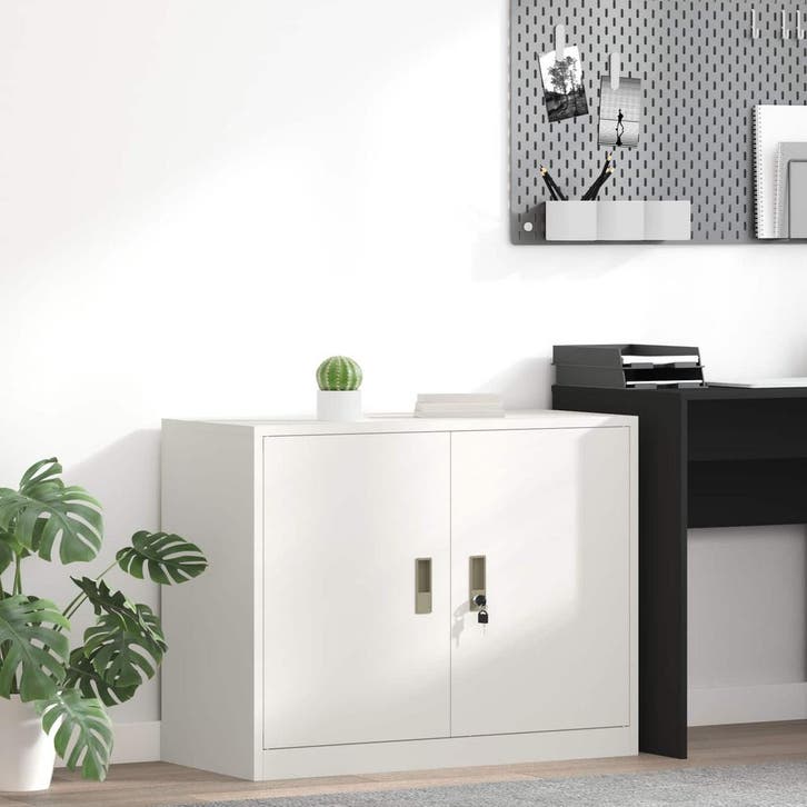 vidaXL Opbergkast Wit 90 x 40 x 70 cm Staal, Huis en Inrichting, Kasten | Overige, Nieuw, Verzenden