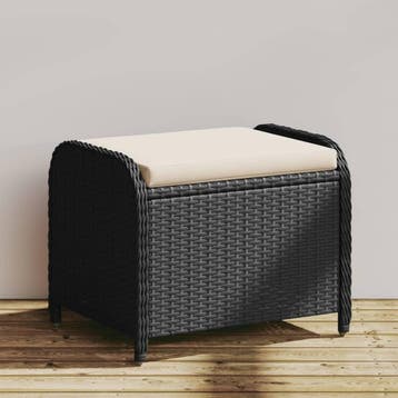 vidaXL Tuinkruk met kussen 58x46x46 cm poly rattan zwart, Verzenden, Nieuw
