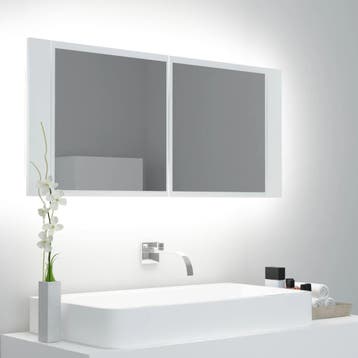 vidaXL Badkamerkast met spiegel en LED 100x12x45 cm acryl, Verzenden, Nieuw