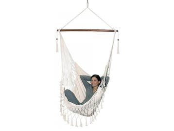 Hangmatstoel Beige 120kg | 34% Korting | Retour Deal, Verzenden, Eenpersoons