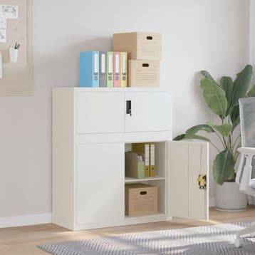 vidaXL Archiefkast 90x40x110 cm staal wit, Verzenden, Nieuw