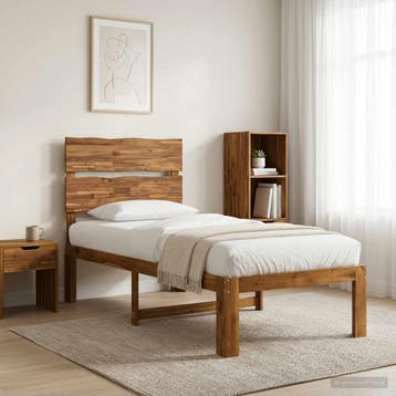 vidaXL Eenpersoonsbed met hoofdbord ROSTOCK Naturel 75 x 190, Verzenden, Nieuw