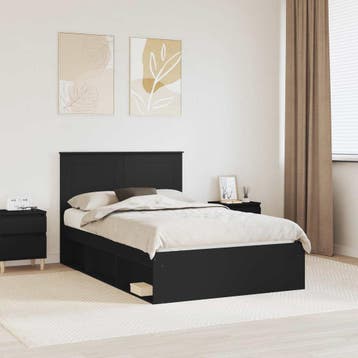 vidaXL Bedframe met hoofdeinde Zwart 120 x 200 cm Massief, Huis en Inrichting, Slaapkamer | Bedden, Verzenden, Nieuw