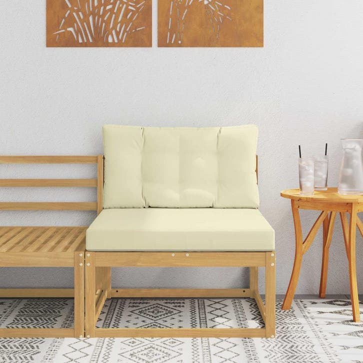 vidaXL Buiten Midden Sofa Polyester Wit, Tuin en Terras, Tuinsets en Loungesets, Nieuw, Verzenden