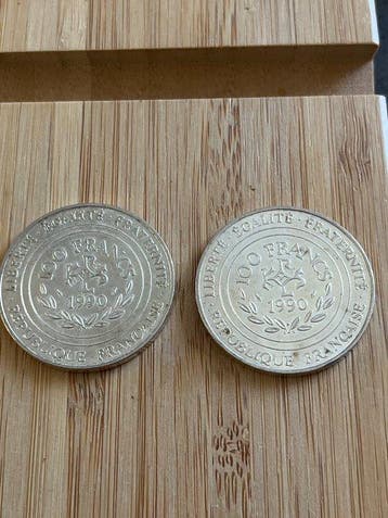 Frankrijk. 100 Francs 1990 Charlemagne (lot de 2 monnaies en