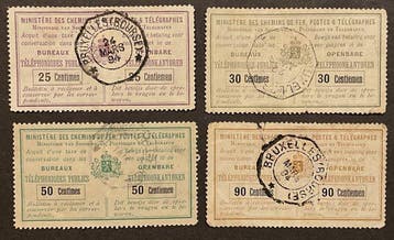 Belgique 1891 - scellés téléphoniques - bandes / souches