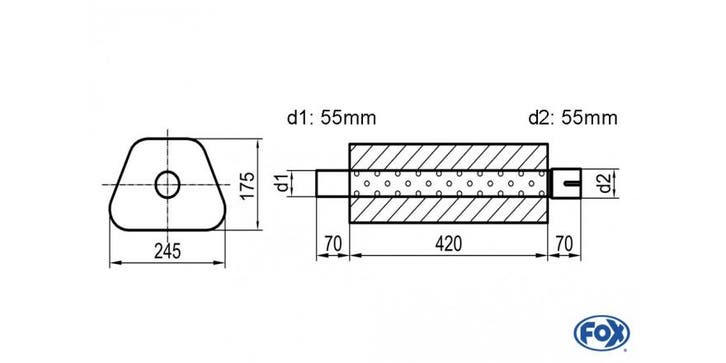 FOX Uni-demper trapezium met mof - verwerking 711 245x175mm,, Autos : Pièces & Accessoires, Systèmes d'échappement, Envoi