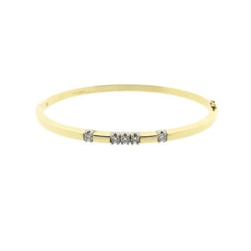 Gouden slavenarmband met diamanten; Maat M/L, Gebruikt, Ophalen of Verzenden, Met edelsteen, Goud