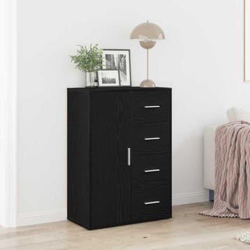 vidaXL Dressoir Zwart Eiken 60 x 31 x 84 cm Bewerkt hout, Verzenden, Nieuw
