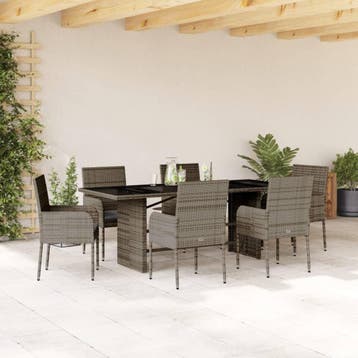 vidaXL 7-delige Tuinset met kussens poly rattan grijs, Tuin en Terras, Verzenden, Nieuw, Tuinset