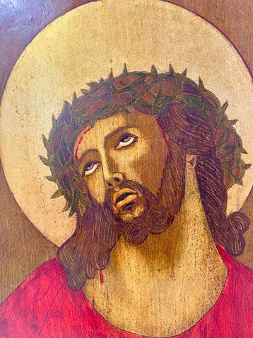 Icoon - Christus met de doornenkroon - Hout