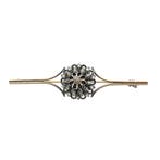 Antiek goud met zilveren broche met diamanten; ca. 0,25 ct., Bijoux, Sacs & Beauté, Broches, Ophalen of Verzenden