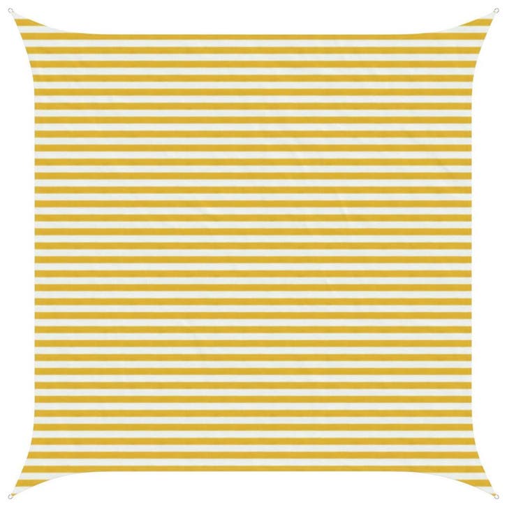 vidaXL Zonneschaduwzeil Geel en Wit 4 x 4 m HDPE, Tuin en Terras, Parasols, Nieuw, Verzenden