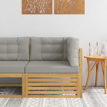 vidaXL Buitenhoekbank Massief Acacia Hout Wit, Tuin en Terras, Tuinsets en Loungesets, Verzenden, Nieuw