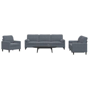 vidaXL 3-delige Loungeset met kussens en bolsters fluweel, Verzenden, Nieuw