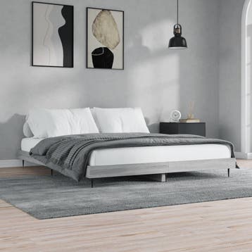 vidaXL Bedframe zonder matras 160x200 cm spaanplaat grijs, Verzenden, Nieuw