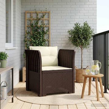 vidaXL Eén-zits Fauteuil met Kussens Rieten Look PP Bruin, Verzenden, Nieuw