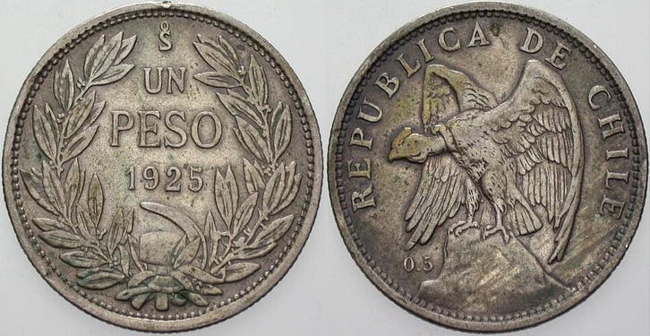 1 Peso 1925 Chile Republik, Timbres & Monnaies, Monnaies | Amérique, Envoi