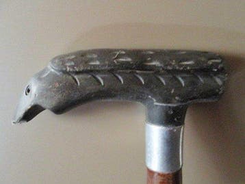 Wandelstok - Donkere hoorn , hout - Dolfijn, Antiek en Kunst