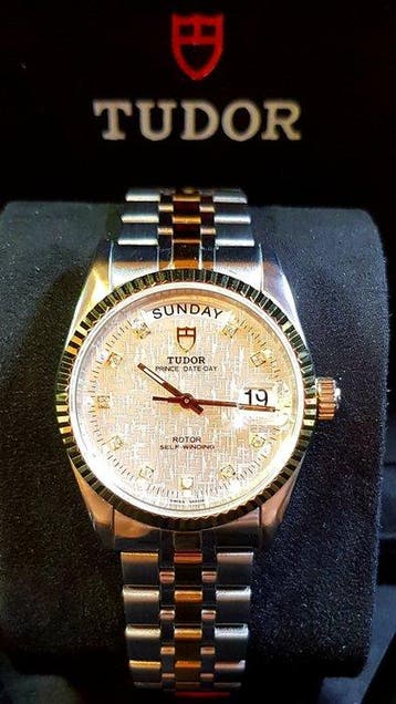 Tudor - Prince Date+Day 36mm - Silver Diamond Linen Dial -