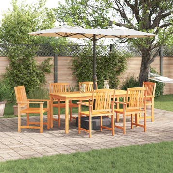 vidaXL Tuin Eettafel Set 7 st Bruin Massief Acacia Hout, Verzenden