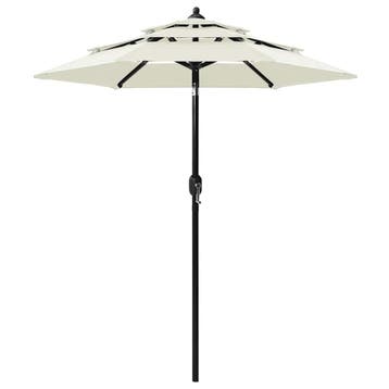 vidaXL Parasol 3-laags met aluminium paal 2 m zandkleurig, Tuin en Terras, Verzenden, Nieuw
