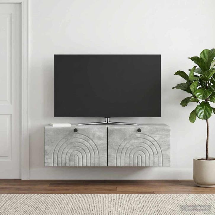 vidaXL Wandmontage TV-kast Betongrijs 99 x 41 x 30 cm, Maison & Meubles, Armoires | Mobilier de télévision, Envoi