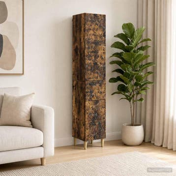 vidaXL Kast Set 2 st 33 x 34,5 x 90 cm Bewerkt hout Gerookt, Verzenden, Nieuw