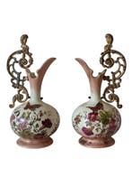 Vaas - Beschilderde keramiek met handvatten van verguld, Antiek en Kunst