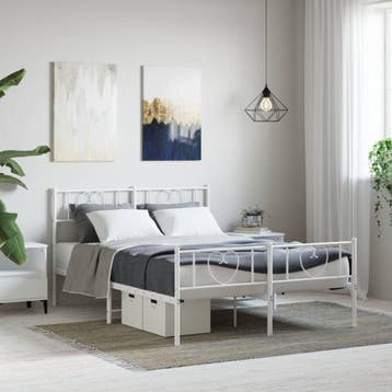 vidaXL Bedframe met hoofd- en voeteneinde metaal wit 140x200, Huis en Inrichting, Verzenden, Nieuw