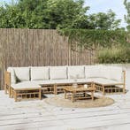 vidaXL 8-delige Loungeset met kussens bamboe crèmewit, Verzenden, Loungeset