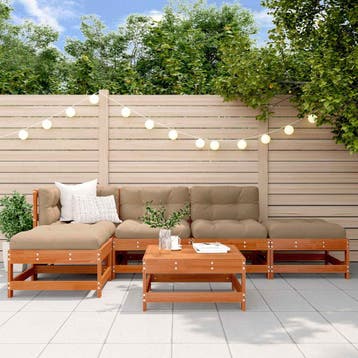 vidaXL Tuin loungeset 5 st Wax Bruin Dennen Massief, Verzenden, Nieuw, Loungeset