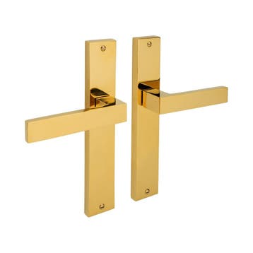 Lusso geveerd op schild blind messing PVD - deurbeslag -..., Doe-het-zelf en Bouw, Ophalen of Verzenden, Nieuw, IJzer, Klink of Kruk