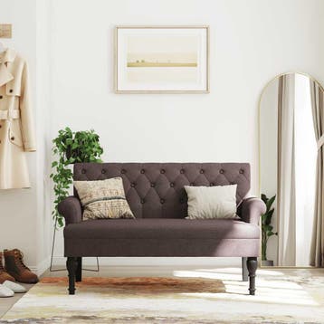 vidaXL Bankje met rugleuning 120x62x75,5 cm stof donkerbruin, Verzenden, Nieuw