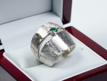 Zonder minimumprijs - Ring - 925 zilver - 0,30 ct smaragd -, Nieuw