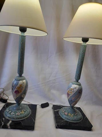 Candelabra vloerlamp (2) - Hout, Porselein, Marmer, Nieuw