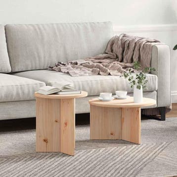 vidaXL Salontafel 2 pcs Naturel Massief grenenhout, Verzenden, Nieuw
