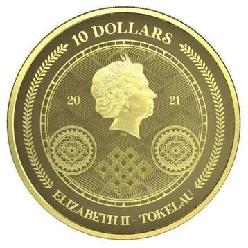 Tokelau. 10 Dollars 2021 1/10 oz .9999 Fine Gold $10 NZD