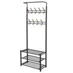 vidaXL Kledingrek met schoenenopberger 68x32x182,5 cm zwart, Verzenden