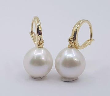 Oorbellen - 14 karaat Geel goud - 10×11 mm Edisonparels