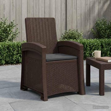 vidaXL Ligstoel Rieten Look Bruin en antracietkleurig PP, Verzenden, Nieuw