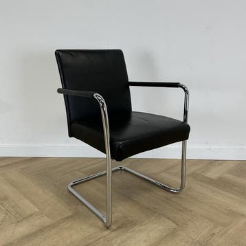 Walter Knoll Jason vergaderstoel, chroom - zwart leer