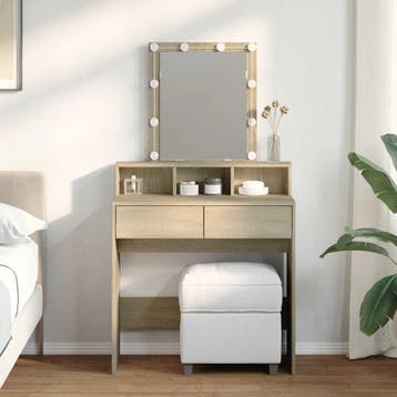 vidaXL Kaptafel met LED 80x41x144,5 cm sonoma eikenkleurig, Verzenden