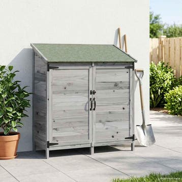 vidaXL Tuin Shed met dak Grijs 106,5 x 56 x 113,5 cm Massief, Verzenden
