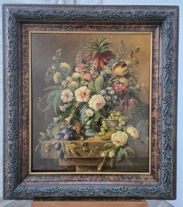 Thomas Heesakkers (1946) - Blumenstillleben mit Trauben